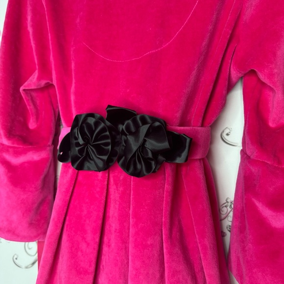 Betsey johnson robe pink black floral detail waist tie belt brand new with tags - Picture 3 of 14